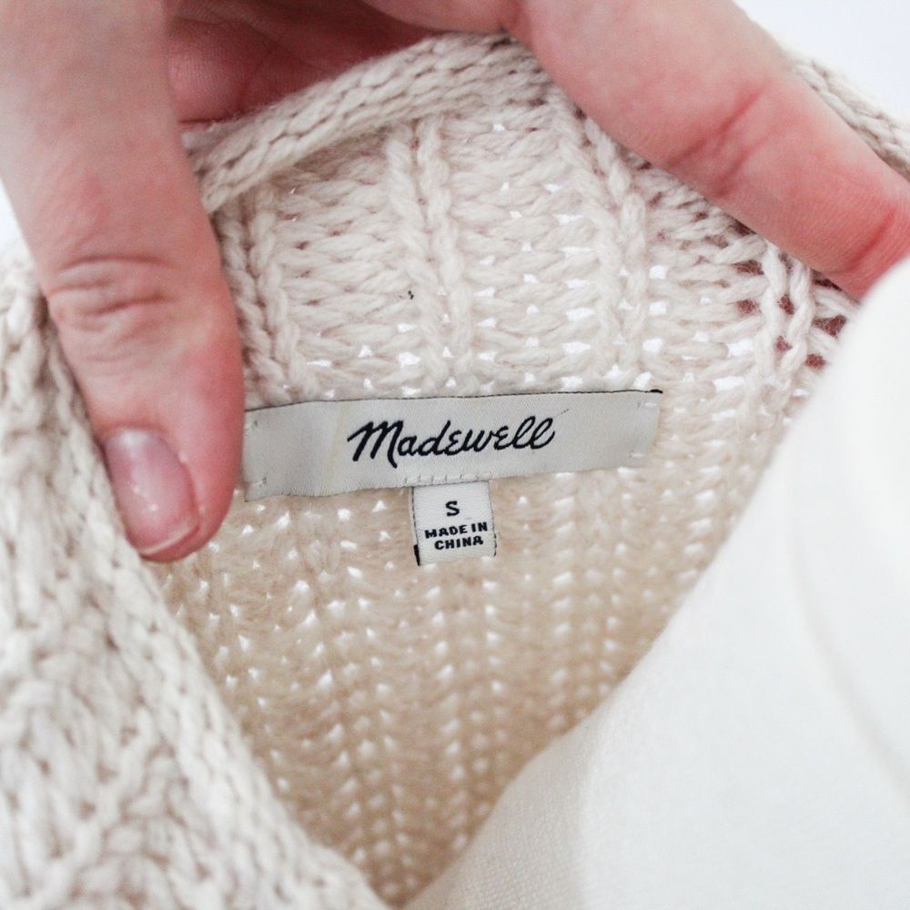 Madewell Mockneck Side Button Pullover Sweater Cream Small - Picture 8 of 8